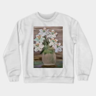 Some Lilly's in a red ,gold,, silver vase Crewneck Sweatshirt